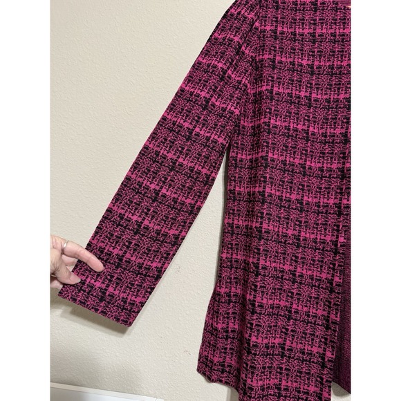 Ming Wang Women's M Black Pink Open Front Cardigan Jacket Knit - Picture 3 of 11